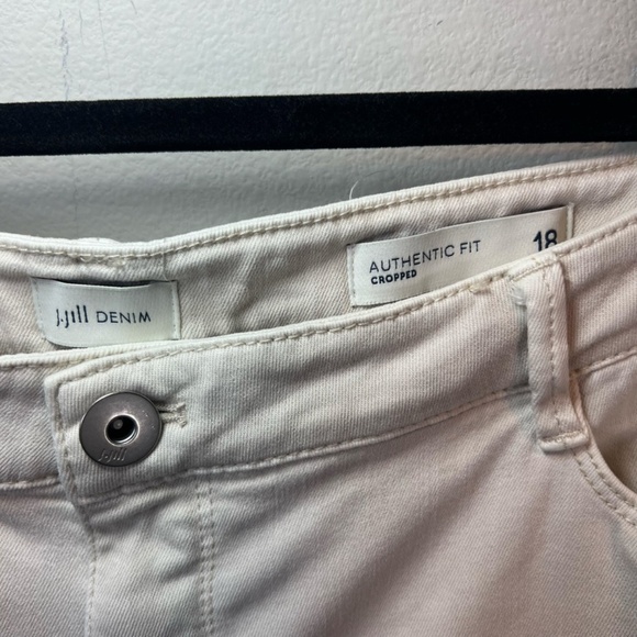 J. Jill Denim Women's Authentic Fit Cropped Jeans Cream Capri Raw Hem Stretch 18 - Picture 5 of 13